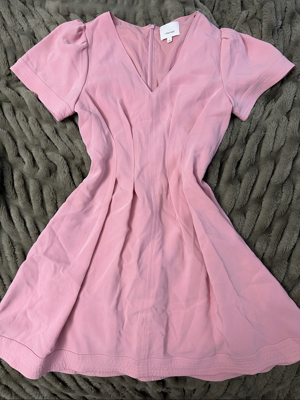 Cinq à Sept Pink Fit-and-Flare V-Neck Dress